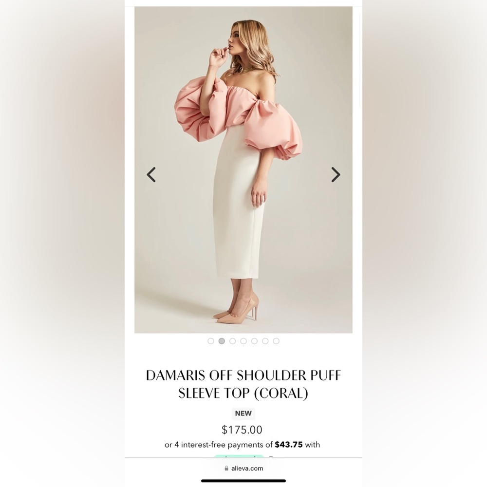 ALIEVA DAMARIS OFF SHOULDER PUFF SLEEVE TOP (CORAL)